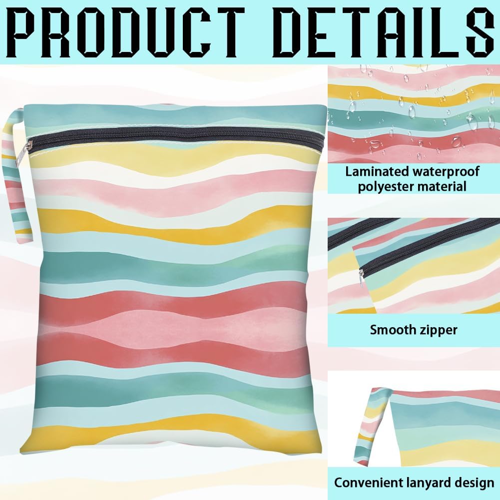 2Pcs 2 Sizes Floral Wet Bag Beach Wet Dry Bags Flower Pattern Polyester Waterproof Sandproof Reusable Storage Zipper Pouches for Friends Swimsuit Travel Dirty Diaper Clothes Birthday Gifts