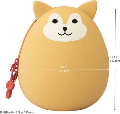 PuniLabo Zipper Pouch, Egg-Shaped, 3.8" x 4.7", Gray Cat (A7783-4), Large: 1.3 x 4.7 x 3.8 inches