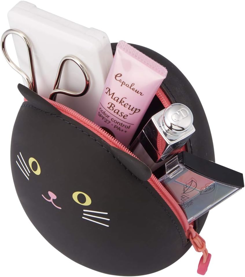 PuniLabo Zipper Pouch, Egg-Shaped, 3.8" x 4.7", Gray Cat (A7783-4), Large: 1.3 x 4.7 x 3.8 inches