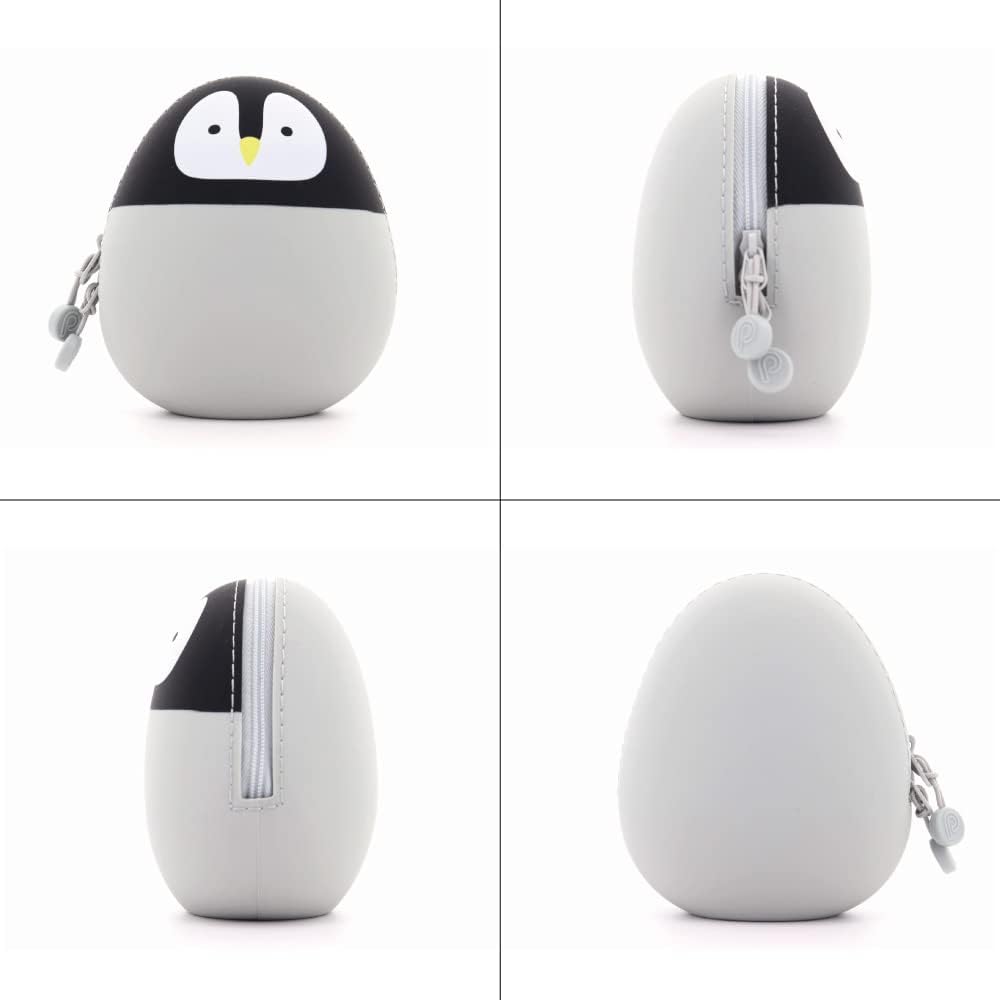 PuniLabo Zipper Pouch, Egg-Shaped, 3.8" x 4.7", Gray Cat (A7783-4), Large: 1.3 x 4.7 x 3.8 inches