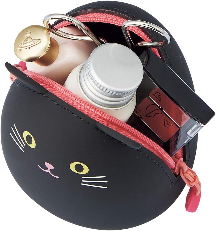 PuniLabo Zipper Pouch, Egg-Shaped, 3.8" x 4.7", Gray Cat (A7783-4), Large: 1.3 x 4.7 x 3.8 inches