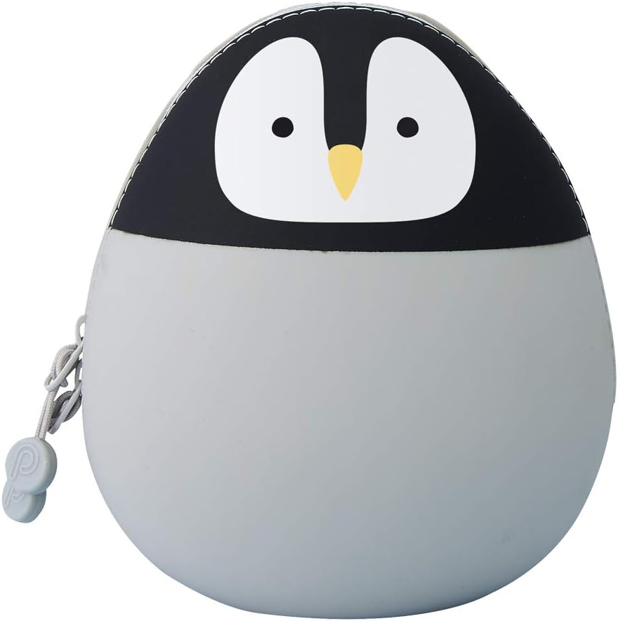 PuniLabo Zipper Pouch, Egg-Shaped, 3.8" x 4.7", Gray Cat (A7783-4), Large: 1.3 x 4.7 x 3.8 inches