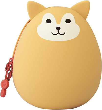 PuniLabo Zipper Pouch, Egg-Shaped, 3.8" x 4.7", Gray Cat (A7783-4), Large: 1.3 x 4.7 x 3.8 inches
