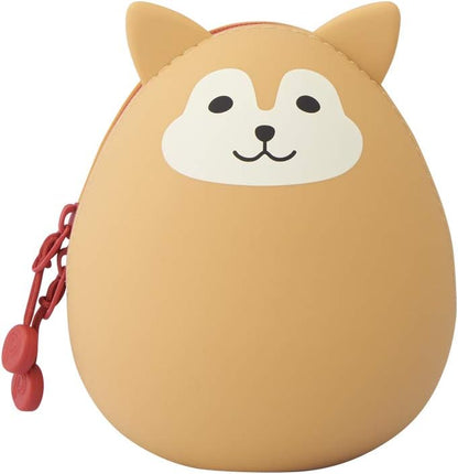 PuniLabo Zipper Pouch, Egg-Shaped, 3.8" x 4.7", Gray Cat (A7783-4), Large: 1.3 x 4.7 x 3.8 inches