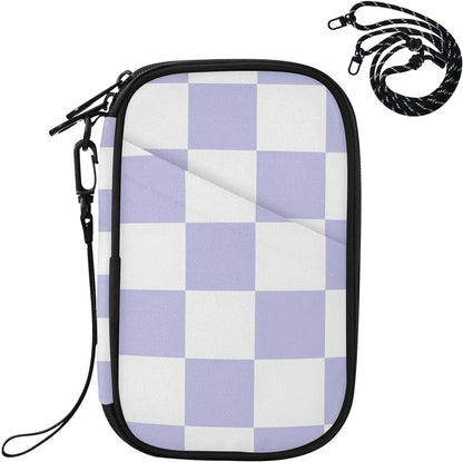 Travel Doc Organizer 21×14×3 CM | Water Resistant Oxford RFID Blocking Detachable Strap for Adults Vacation Lavender Check