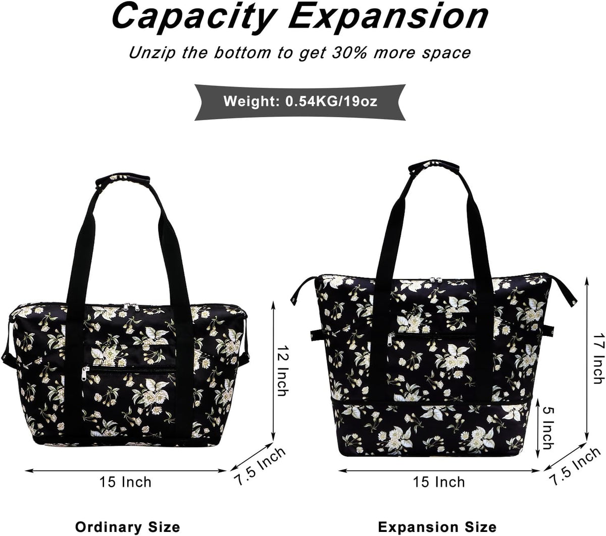 Expandable Duffel Bag for Women with Trolley Sleeve/Wet Pocket Weekender Travel Tote Large Carry On Overnight Luggage