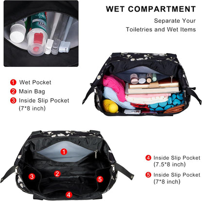 Expandable Duffel Bag for Women with Trolley Sleeve/Wet Pocket Weekender Travel Tote Large Carry On Overnight Luggage
