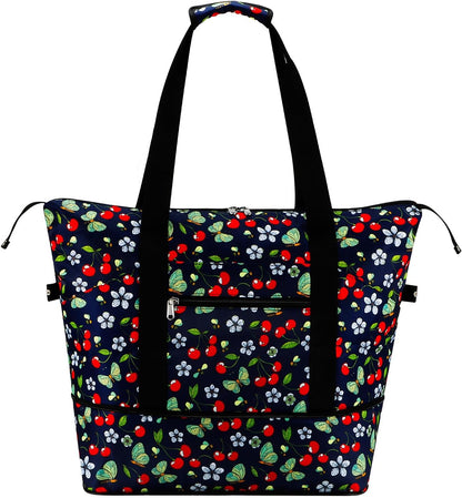 Expandable Duffel Bag for Women with Trolley Sleeve/Wet Pocket Weekender Travel Tote Large Carry On Overnight Luggage
