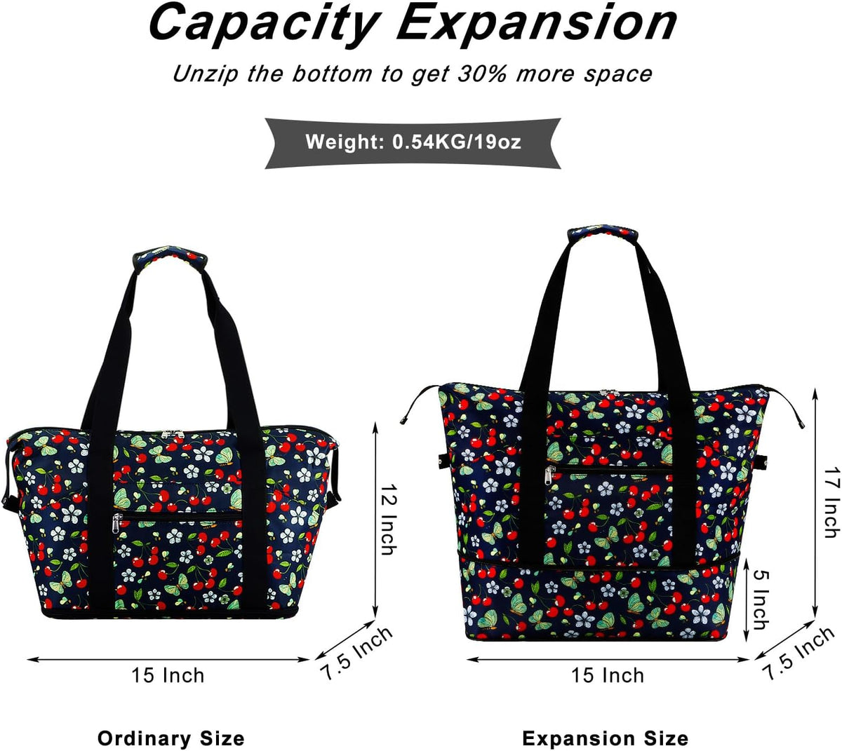Expandable Duffel Bag for Women with Trolley Sleeve/Wet Pocket Weekender Travel Tote Large Carry On Overnight Luggage