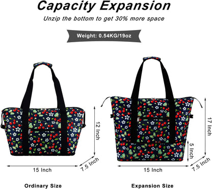 Expandable Duffel Bag for Women with Trolley Sleeve/Wet Pocket Weekender Travel Tote Large Carry On Overnight Luggage