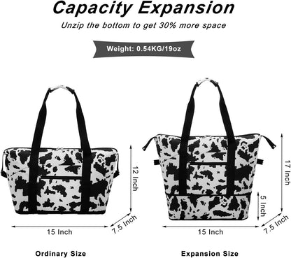 Expandable Duffel Bag for Women with Trolley Sleeve/Wet Pocket Weekender Travel Tote Large Carry On Overnight Luggage