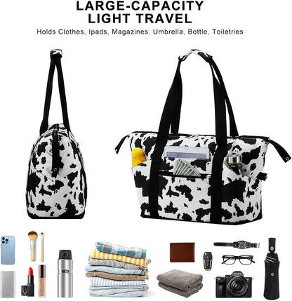 Expandable Duffel Bag for Women with Trolley Sleeve/Wet Pocket Weekender Travel Tote Large Carry On Overnight Luggage