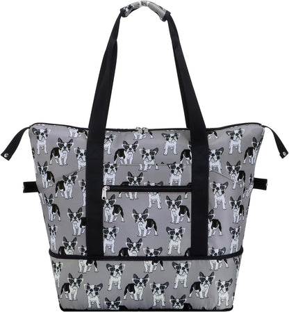 Expandable Duffel Bag for Women with Trolley Sleeve/Wet Pocket Weekender Travel Tote Large Carry On Overnight Luggage