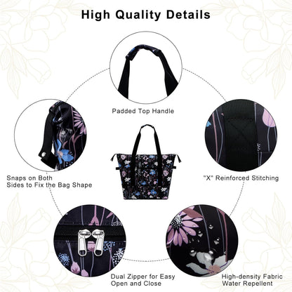 Expandable Duffel Bag for Women with Trolley Sleeve/Wet Pocket Weekender Travel Tote Large Carry On Overnight Luggage