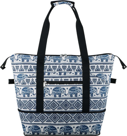 Expandable Duffel Bag for Women with Trolley Sleeve/Wet Pocket Weekender Travel Tote Large Carry On Overnight Luggage