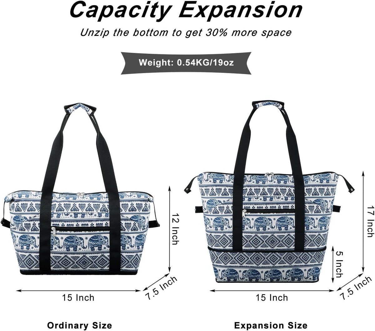 Expandable Duffel Bag for Women with Trolley Sleeve/Wet Pocket Weekender Travel Tote Large Carry On Overnight Luggage