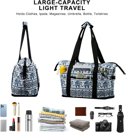 Expandable Duffel Bag for Women with Trolley Sleeve/Wet Pocket Weekender Travel Tote Large Carry On Overnight Luggage