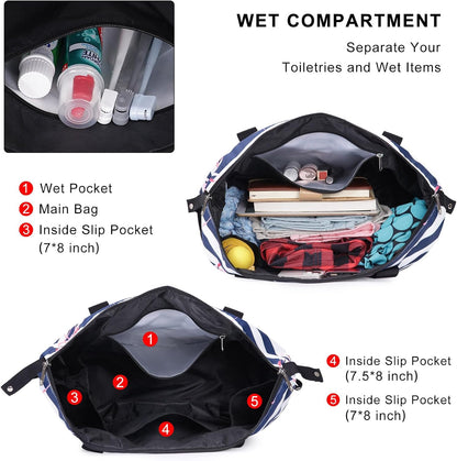 Expandable Duffel Bag for Women with Trolley Sleeve/Wet Pocket Weekender Travel Tote Large Carry On Overnight Luggage