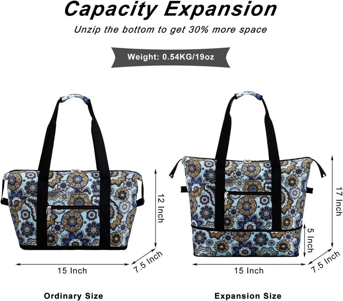Expandable Duffel Bag for Women with Trolley Sleeve/Wet Pocket Weekender Travel Tote Large Carry On Overnight Luggage