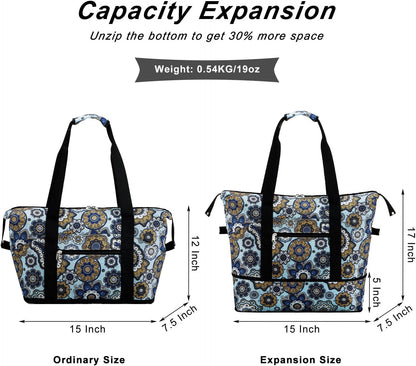 Expandable Duffel Bag for Women with Trolley Sleeve/Wet Pocket Weekender Travel Tote Large Carry On Overnight Luggage