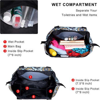 Expandable Duffel Bag for Women with Trolley Sleeve/Wet Pocket Weekender Travel Tote Large Carry On Overnight Luggage