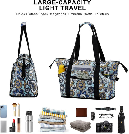 Expandable Duffel Bag for Women with Trolley Sleeve/Wet Pocket Weekender Travel Tote Large Carry On Overnight Luggage