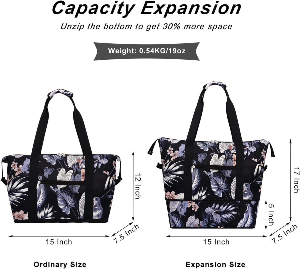 Expandable Duffel Bag for Women with Trolley Sleeve/Wet Pocket Weekender Travel Tote Large Carry On Overnight Luggage