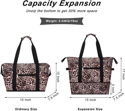 Expandable Duffel Bag for Women with Trolley Sleeve/Wet Pocket Weekender Travel Tote Large Carry On Overnight Luggage