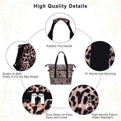 Expandable Duffel Bag for Women with Trolley Sleeve/Wet Pocket Weekender Travel Tote Large Carry On Overnight Luggage