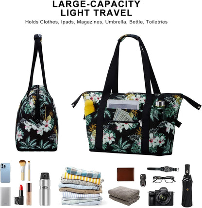 Expandable Duffel Bag for Women with Trolley Sleeve/Wet Pocket Weekender Travel Tote Large Carry On Overnight Luggage