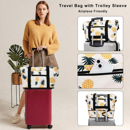 Expandable Duffel Bag for Women with Trolley Sleeve/Wet Pocket Weekender Travel Tote Large Carry On Overnight Luggage