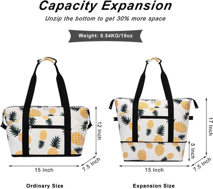 Expandable Duffel Bag for Women with Trolley Sleeve/Wet Pocket Weekender Travel Tote Large Carry On Overnight Luggage