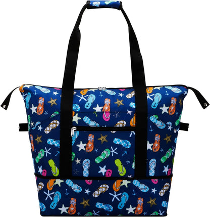 Expandable Duffel Bag for Women with Trolley Sleeve/Wet Pocket Weekender Travel Tote Large Carry On Overnight Luggage