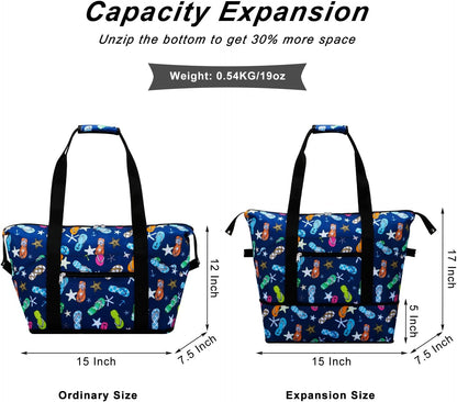 Expandable Duffel Bag for Women with Trolley Sleeve/Wet Pocket Weekender Travel Tote Large Carry On Overnight Luggage