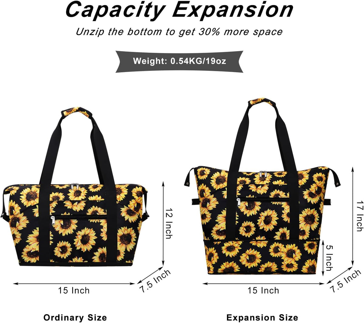 Expandable Duffel Bag for Women with Trolley Sleeve/Wet Pocket Weekender Travel Tote Large Carry On Overnight Luggage