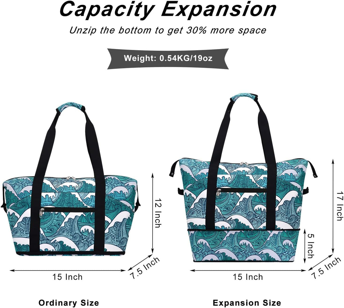 Expandable Duffel Bag for Women with Trolley Sleeve/Wet Pocket Weekender Travel Tote Large Carry On Overnight Luggage
