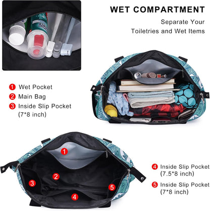 Expandable Duffel Bag for Women with Trolley Sleeve/Wet Pocket Weekender Travel Tote Large Carry On Overnight Luggage