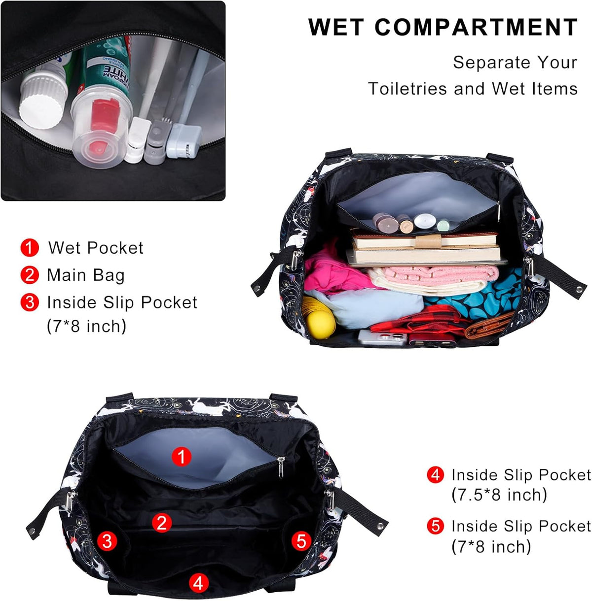 Expandable Duffel Bag for Women with Trolley Sleeve/Wet Pocket Weekender Travel Tote Large Carry On Overnight Luggage