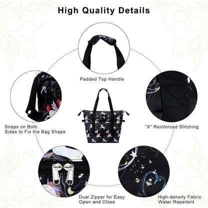 Expandable Duffel Bag for Women with Trolley Sleeve/Wet Pocket Weekender Travel Tote Large Carry On Overnight Luggage