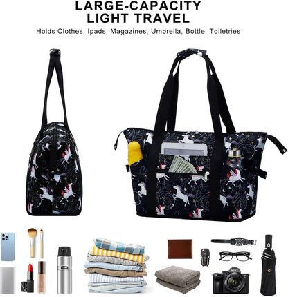 Expandable Duffel Bag for Women with Trolley Sleeve/Wet Pocket Weekender Travel Tote Large Carry On Overnight Luggage