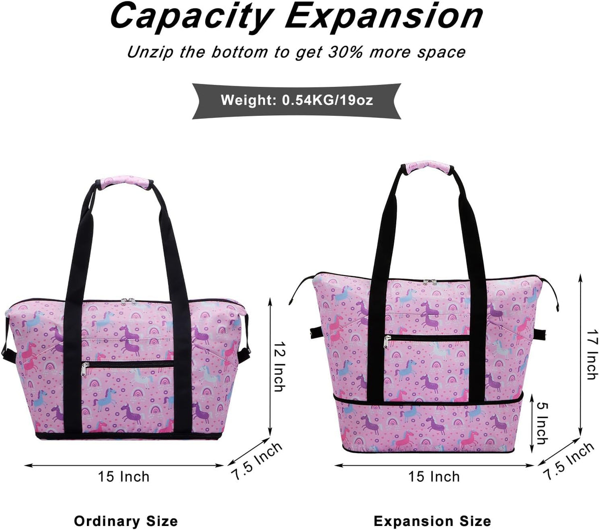 Expandable Duffel Bag for Women with Trolley Sleeve/Wet Pocket Weekender Travel Tote Large Carry On Overnight Luggage