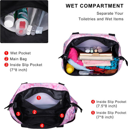 Expandable Duffel Bag for Women with Trolley Sleeve/Wet Pocket Weekender Travel Tote Large Carry On Overnight Luggage