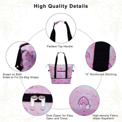 Expandable Duffel Bag for Women with Trolley Sleeve/Wet Pocket Weekender Travel Tote Large Carry On Overnight Luggage