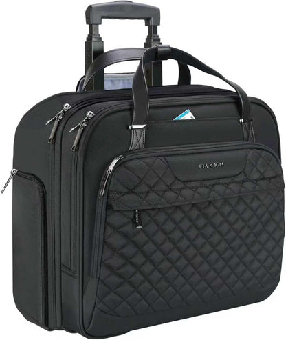 Rolling Laptop Bag Women with Wheels, Briefcase for Women Fits Up to 15.6 Inch Laptop Briefcase on Wheels, Water-Repellent Overnight Rolling Computer Bag with RFID Pockets, Grey Pink