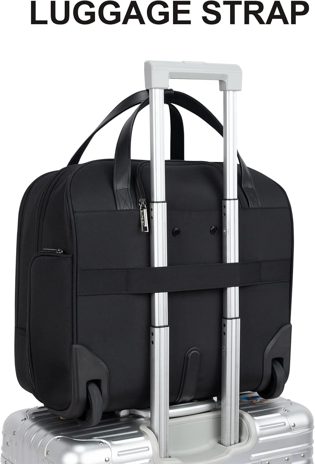 Rolling Laptop Bag Women with Wheels, Briefcase for Women Fits Up to 15.6 Inch Laptop Briefcase on Wheels, Water-Repellent Overnight Rolling Computer Bag with RFID Pockets, Grey Pink
