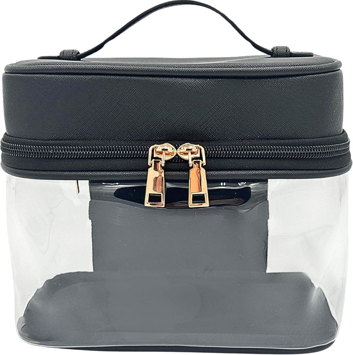 Clear Makeup Bag Toiletry Bag for Women Cosmetic Large Capacity Travel Make Up Bag Organizer Transparent Train Case TSA Approved (BLACK)