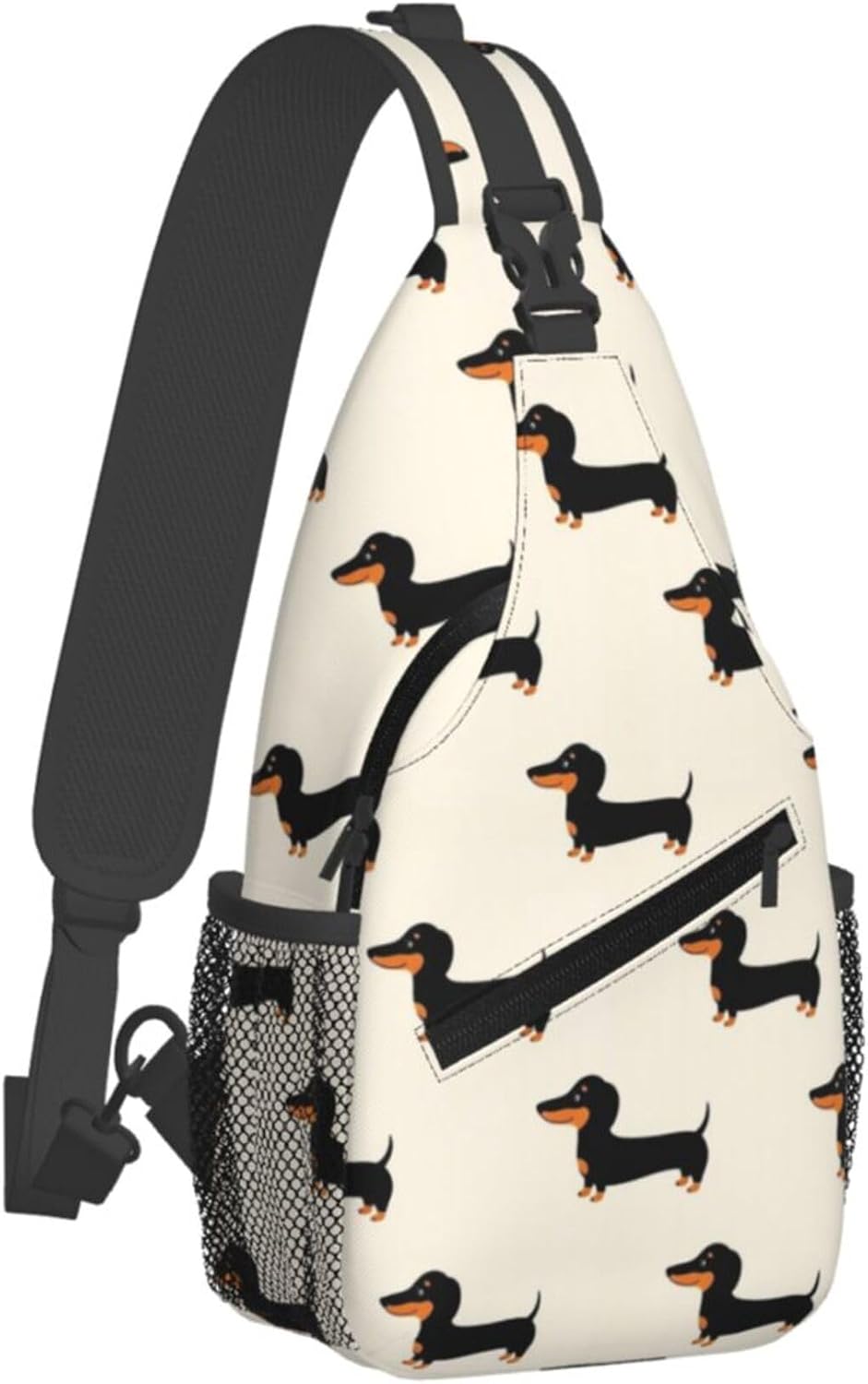 Ultra Lightweight Sling Shoulder Backpack Shoulder Chest Crossbody Bag Multipurpose Anti-Theft Daypack for Hiking Cycling Camping Travel, Boobs Breasts Print White Bookbag