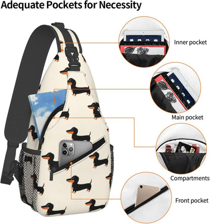 Ultra Lightweight Sling Shoulder Backpack Shoulder Chest Crossbody Bag Multipurpose Anti-Theft Daypack for Hiking Cycling Camping Travel, Boobs Breasts Print White Bookbag