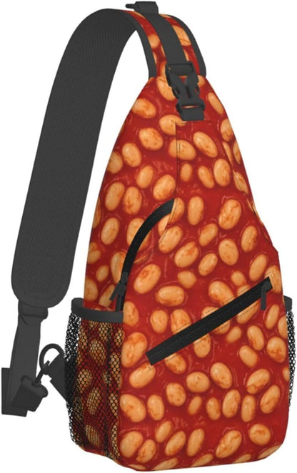 Ultra Lightweight Sling Shoulder Backpack Shoulder Chest Crossbody Bag Multipurpose Anti-Theft Daypack for Hiking Cycling Camping Travel, Boobs Breasts Print White Bookbag
