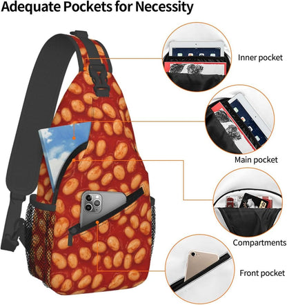 Ultra Lightweight Sling Shoulder Backpack Shoulder Chest Crossbody Bag Multipurpose Anti-Theft Daypack for Hiking Cycling Camping Travel, Boobs Breasts Print White Bookbag